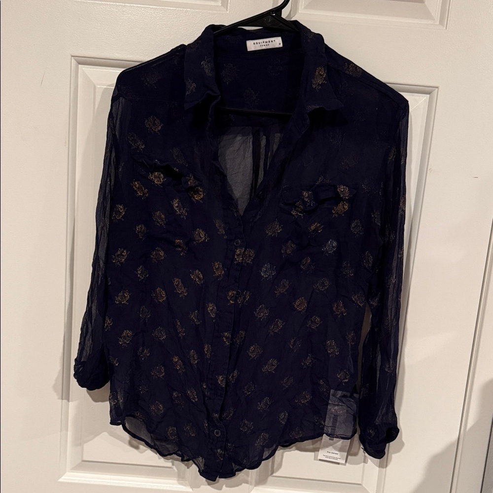 Equipment Dark Blue Blouse with Gold Patterns